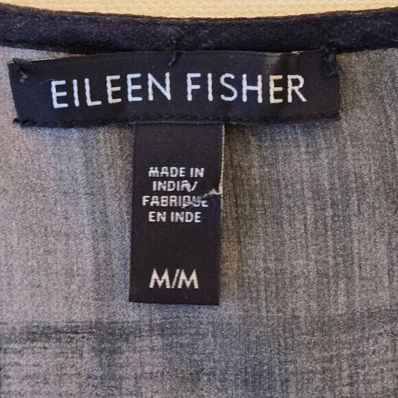 Eileen Fisher Womens Oxidized Printed Silk Semi Sheer Tank Blouse Medium - Picture 4 of 10